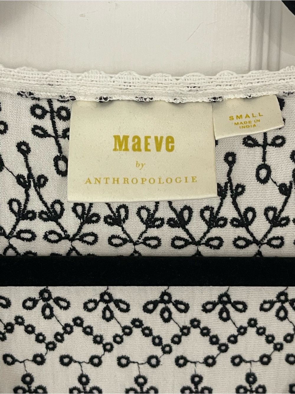 Maeve by Anthropologie Black White Embroidered Eyelet Peplum Tank Top S - Picture 7 of 9